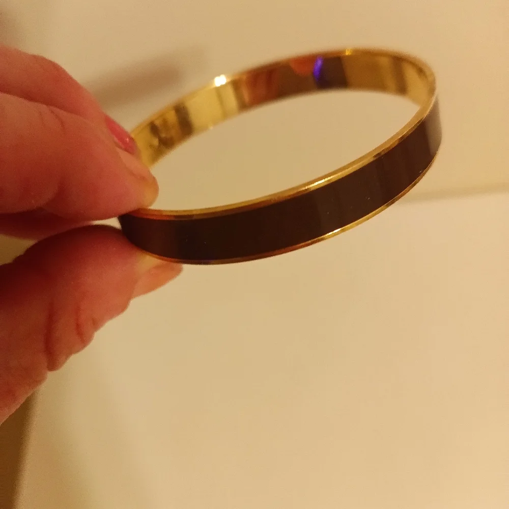 Kate spade bangle black enamel and gold tone - Picture 1 of 4